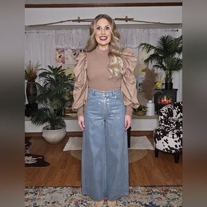 Metallic Wide Leg Jeans